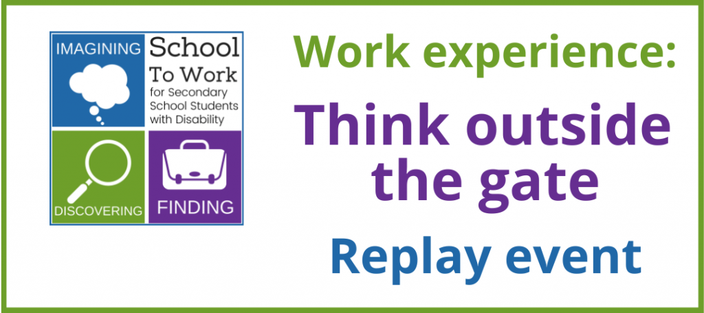 Title card for the replay event of Work experience: think outside the gate