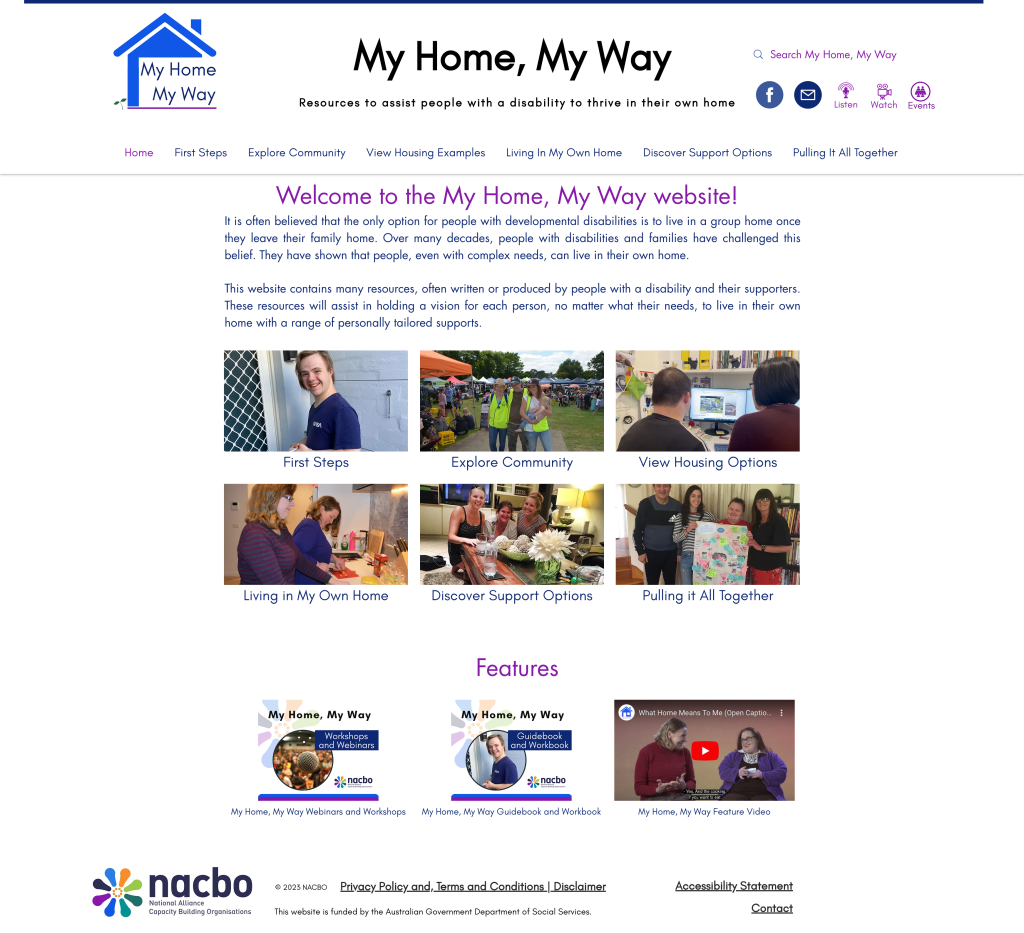 The home page of the My Home, My Way website